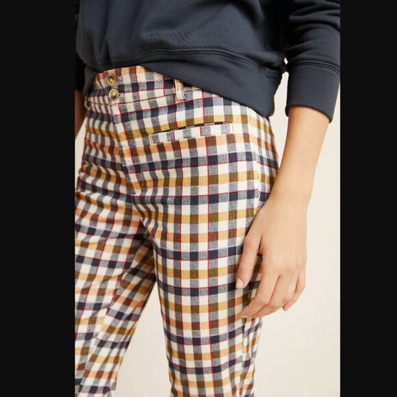Anthropologie 💋 Essential Skinny Kick Flare Plaid Corduroy \\ Size 6 - Picture 3 of 4